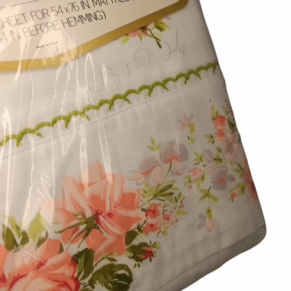Vintage Springmaid Rose Flat Sheet Full Double Prelude No-Iron Marvelaire New